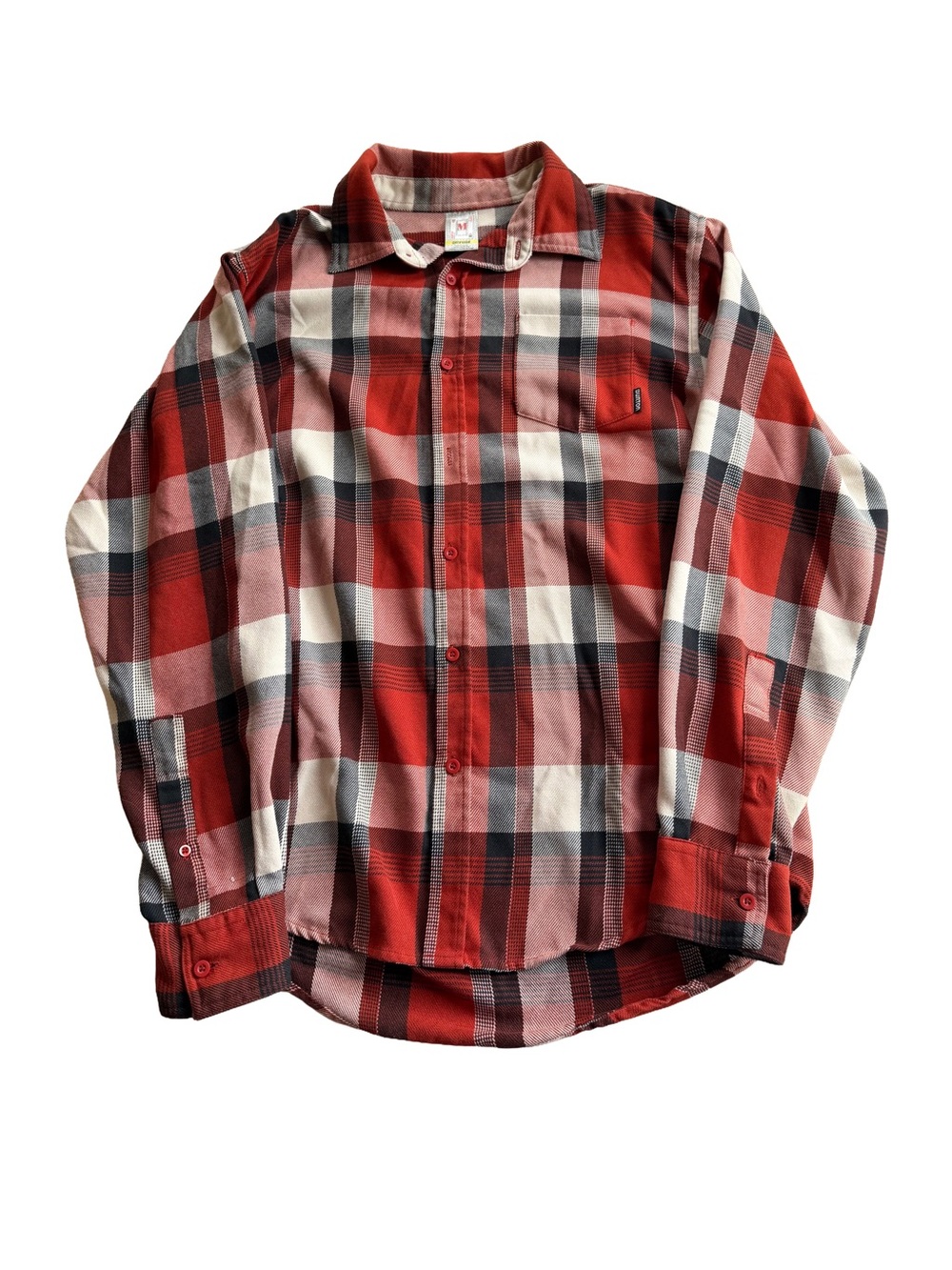 Burton Dryride Red and Black Plaid Flannel Shirt Men M Lagenlook Oversized FLAW - Picture 2 of 6
